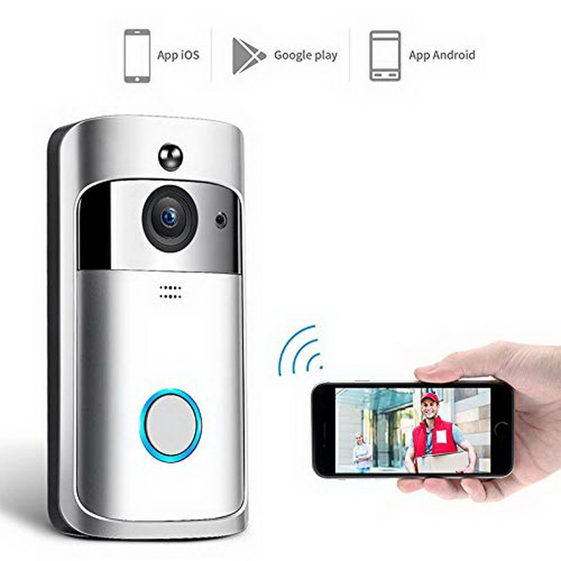 720p Home Video Smart WiFi Doorbell Wireless Doorbell with Camera Intercom Wireless Ring Doorbell