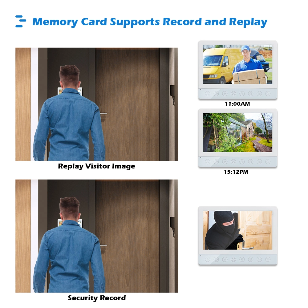 7 Inch 4 Wire Villa Video Intercom Doorbell Camera Video Door Phone Work with ID IC Card Unlock