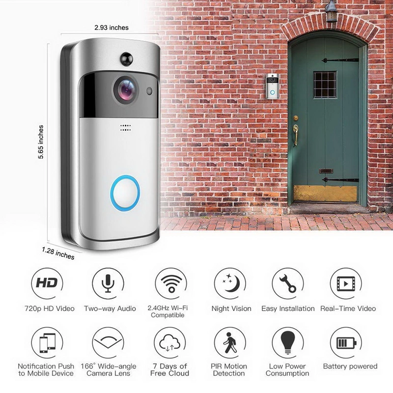 720p Home Video Smart WiFi Doorbell Wireless Doorbell with Camera Intercom Wireless Ring Doorbell