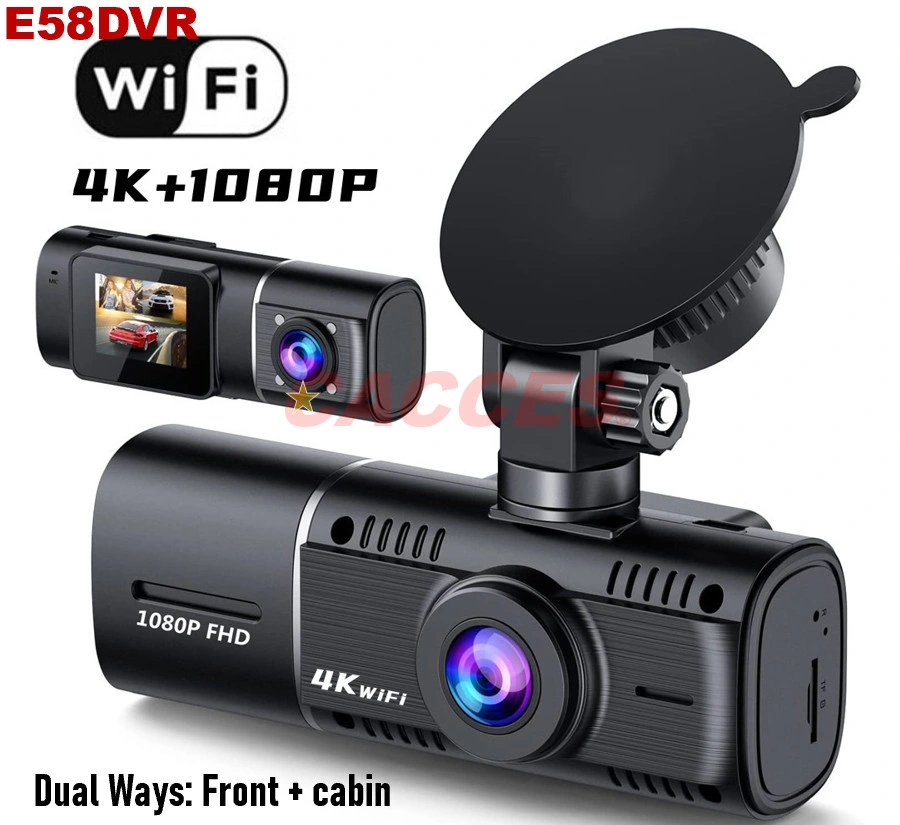 Dual Dash Cam FHD 4K Front &amp; Inside Dash Camera 256g SD Card Infrared Night Vision Car Camera W/1.5&quot; LCD Display Parking Mode G-Sensor Loop Recording Three Ways