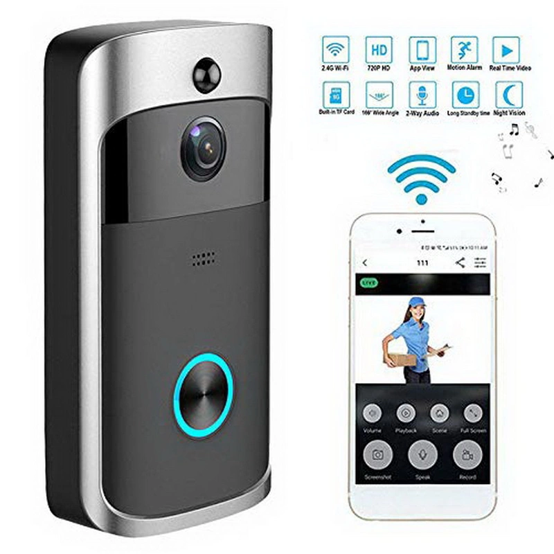 720p Home Video Smart WiFi Doorbell Wireless Doorbell with Camera Intercom Wireless Ring Doorbell